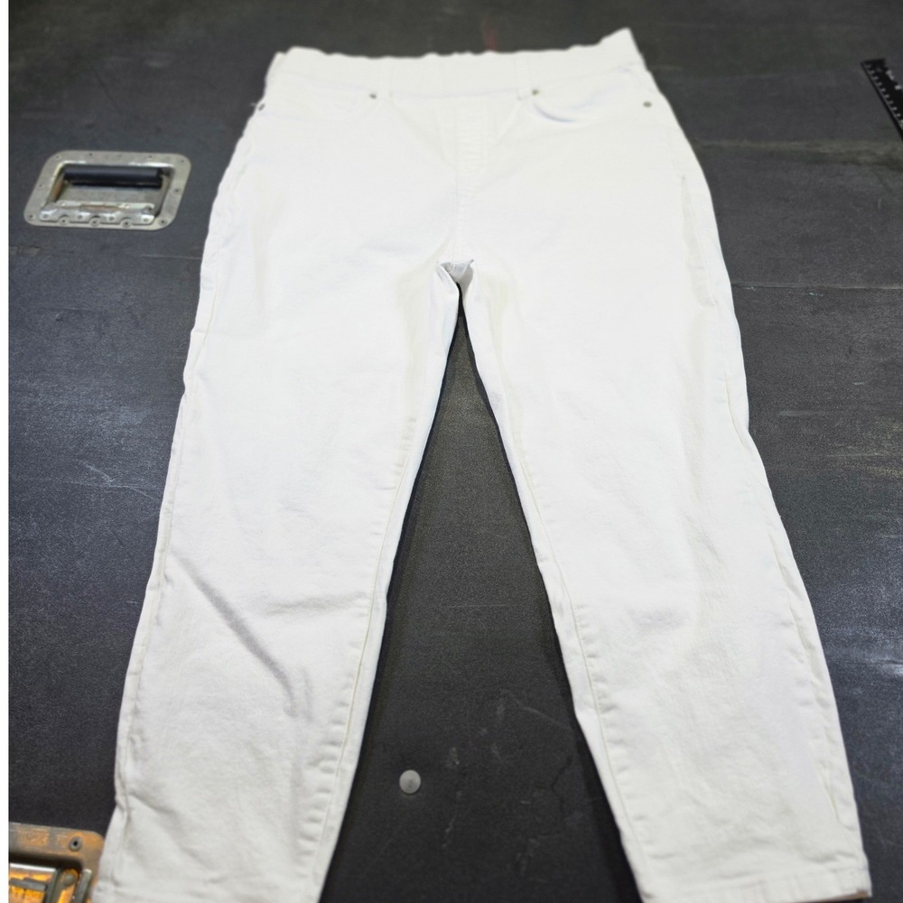 Time and Tru Womens White High Rise Pull On Denim Jeggings Size L 12-14